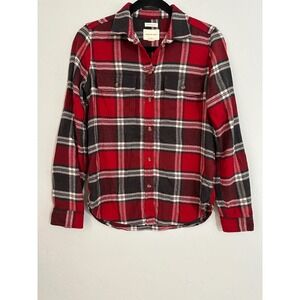 American Eagle Outfitters Plaid Flannel Shirt Womens XS Red Black White Soft
